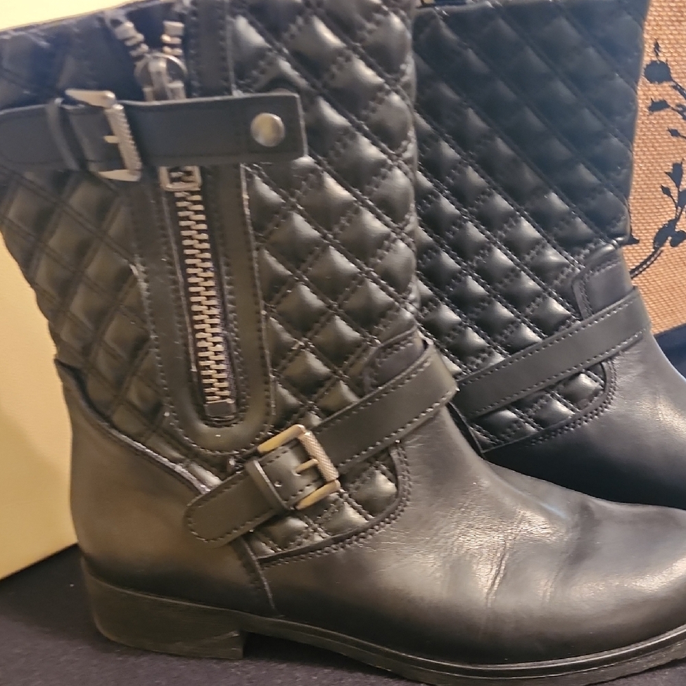 Franco Sarto Quilted Black Ankle Boots